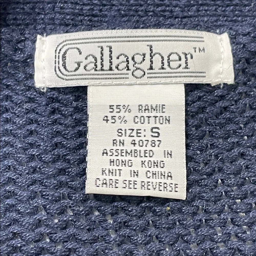 Vintage 90’s V-Neck Sweater Button up Cardigan Navy Teal Purple Size Small - Picture 7 of 15